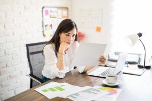 Woman at desk in office
