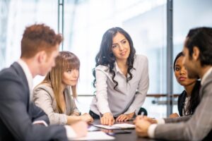 Woman leader redefining productivity with her team