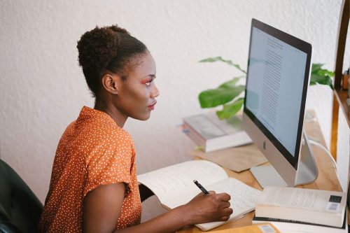 Woman working at computer